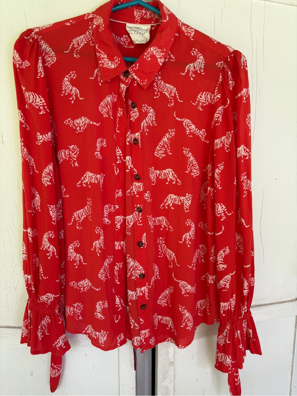 Red Tiger-Print Long Sleeve Shirt
